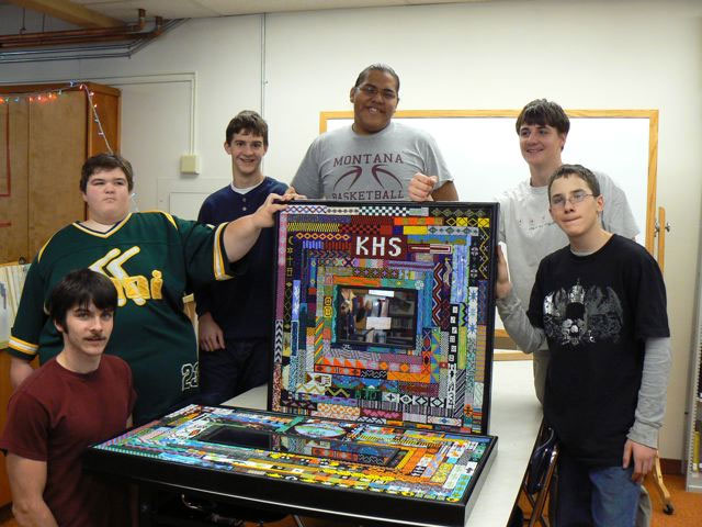 Students from Kamiah High School in Kamiah, Idaho with their bead work